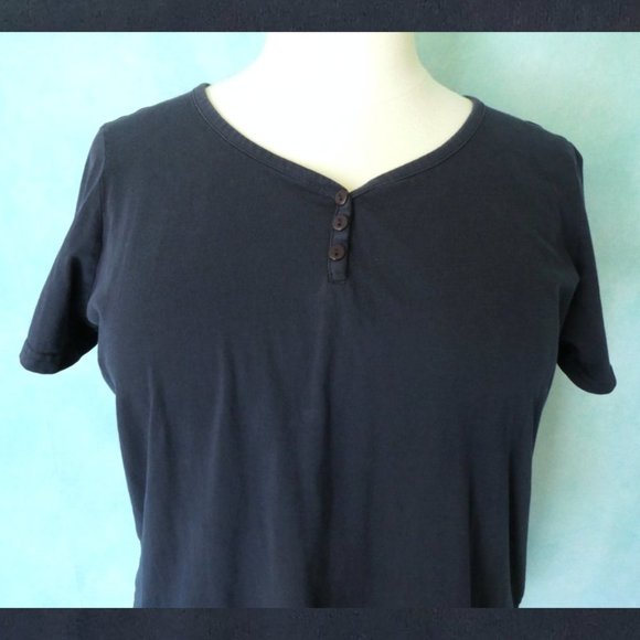 Roaman's Navy Blue Henley Tee Size 22/24 1X - Picture 3 of 8